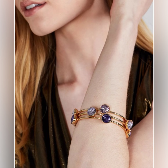 NWT INC International Concepts Gold Tone Crystal Bangle Bracelets Set of 3 - Picture 2 of 5